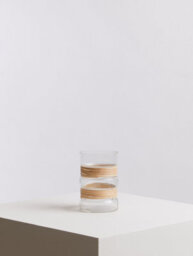 Orsina Medium Glass Vase, Coastal And Textured Tall Glass Vase, Clear Glass And Natural Cane Rustic Vase, Clear Vase - thumbnail 3