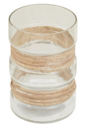 Orsina Medium Glass Vase, Coastal And Textured Tall Glass Vase, Clear Glass And Natural Cane Rustic Vase, Clear Vase - thumbnail 2