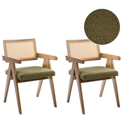 Beliani Set Of 2 Dining Chairs Ava Wood Brown/ Green - image 1
