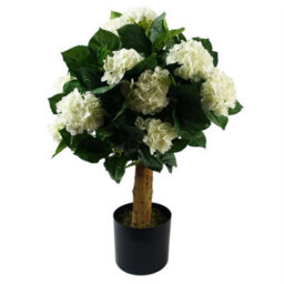 Leaf Artificial 75Cm White Bush Hydrangea Plant Potted