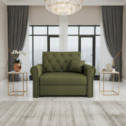 Viva Roma I Armchair Bed With Sleep Function Bedding Storage Metal Legs Wooden Frame 116X85X98Cm Olive - thumbnail 1