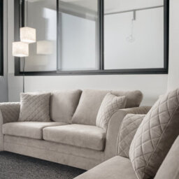 Furnishings For Less UK Quilted Soft Chenille Fabric Fabric 3 Seater Sofa Beige - Scatter Back - thumbnail 4