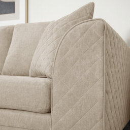 Furnishings For Less UK Quilted Soft Chenille Fabric Fabric 3 Seater Sofa Beige - Scatter Back - thumbnail 5