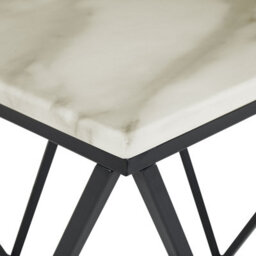 Beliani Side End Table 50 X 50 Cm Beige Marble-Look Top With Black Metal Frame - thumbnail 5