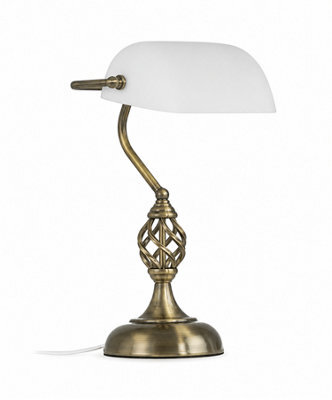 Lighting Supermarket Kingswood Barley Twist Traditional Bankers Lamp - Opal Glass Shade - image 1