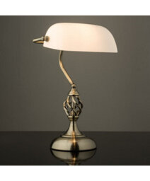 Lighting Supermarket Kingswood Barley Twist Traditional Bankers Lamp - Opal Glass Shade - thumbnail 4