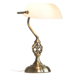 Lighting Supermarket Kingswood Barley Twist Traditional Bankers Lamp - Opal Glass Shade - thumbnail 2