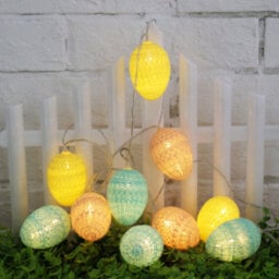 My Smart Buy Easter Egg Colourful String Lights, 10 Warm White Led Multicolour Battery Indoor Spring Decoration