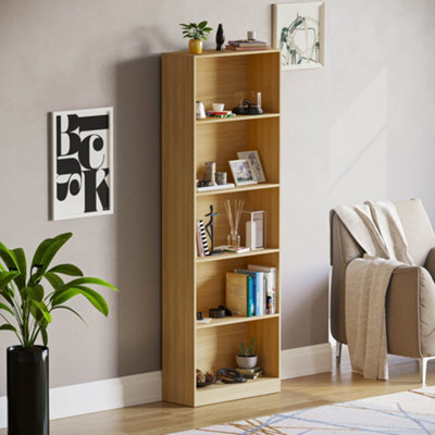 Lassic Vida Designs Cambridge Oak 5 Tier Extra Large Bookcase Freestanding Shelving Unit (H)1750mm (W)600mm (D)240mm - image 1