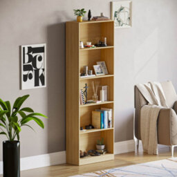 Lassic Vida Designs Cambridge Oak 5 Tier Extra Large Bookcase Freestanding Shelving Unit (H)1750mm (W)600mm (D)240mm - thumbnail 1