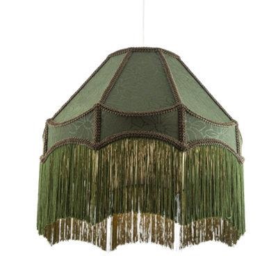 Happy Homewares Classic Forest Green Floral Jacquard Victorian Empire Pendant Shade - image 1
