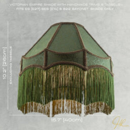 Happy Homewares Classic Forest Green Floral Jacquard Victorian Empire Pendant Shade - thumbnail 7