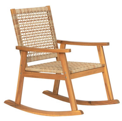 Nordlys Acacia Wood And Rope Rocking Chair Exotic Boho Outdoor - image 1
