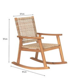 Nordlys Acacia Wood And Rope Rocking Chair Exotic Boho Outdoor - thumbnail 6