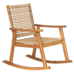 Nordlys Acacia Wood And Rope Rocking Chair Exotic Boho Outdoor - thumbnail 1