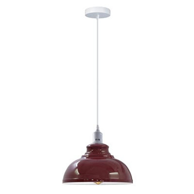 Ledsone Industrial Vintage Ceiling Hanging E27 Lamp Holder 29Cm Metal Pendant Curvy Lampshades Lights Fixtures - Burgundy - image 1