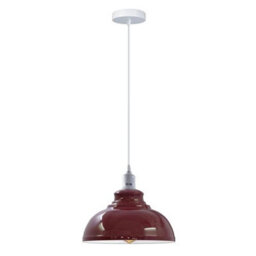 Ledsone Industrial Vintage Ceiling Hanging E27 Lamp Holder 29Cm Metal Pendant Curvy Lampshades Lights Fixtures - Burgundy - thumbnail 1