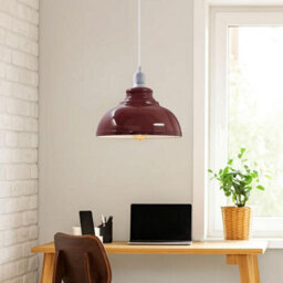Ledsone Industrial Vintage Ceiling Hanging E27 Lamp Holder 29Cm Metal Pendant Curvy Lampshades Lights Fixtures - Burgundy - thumbnail 5