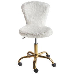 Beliani Desk Chair Margate Faux Fur White - thumbnail 5