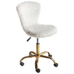 Beliani Desk Chair Margate Faux Fur White