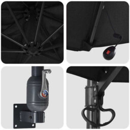 Berkfield Garden Parasol Black, Black 248 X 248 X 148 Cm Polyester, Steel - thumbnail 7