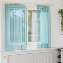 Berkfield Durable Voile Curtains With Rod Pockets 2 Pcs Turquoise - thumbnail 2