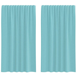 Berkfield Durable Voile Curtains With Rod Pockets 2 Pcs Turquoise - thumbnail 1