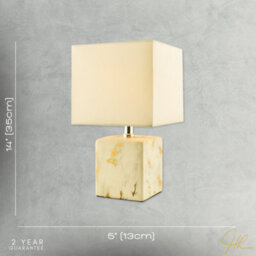 Happy Homewares Designer Square Ceramic Table Lamp With Gold Marble Effect Finish - thumbnail 7