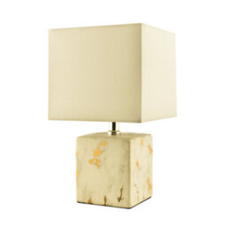 Happy Homewares Designer Square Ceramic Table Lamp With Gold Marble Effect Finish - thumbnail 2