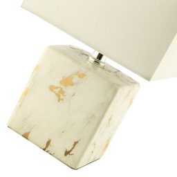 Happy Homewares Designer Square Ceramic Table Lamp With Gold Marble Effect Finish - thumbnail 5