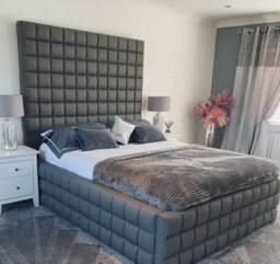Stratus Interiors Hampshire Tall Cubed Design Bed Frame Large Cubed Sides - Add Professional Assembly & Delivery- Double - No Storage Type - thumbnail 2