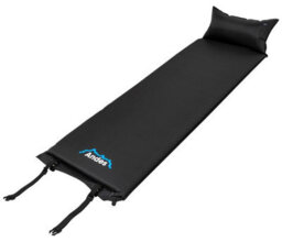Andes Self Inflating Camping Travel Mat With Pillow Hiking Roll Mattress Black - thumbnail 2