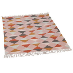 Aletris Pink Geometric Durable Rug With Off White Fringe 230X160Cm - thumbnail 6