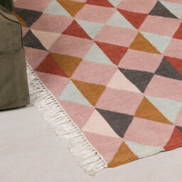 Aletris Pink Geometric Durable Rug With Off White Fringe 230X160Cm - thumbnail 1