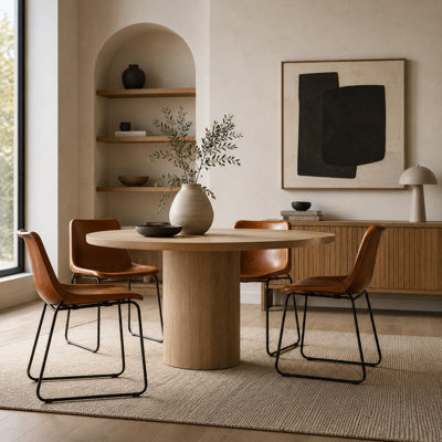 Where Saints Go Ltd Deluxe Rh Dining Chair, Tan Plain Goat Leather, Black Metal Base By Where Saints Go - image 1