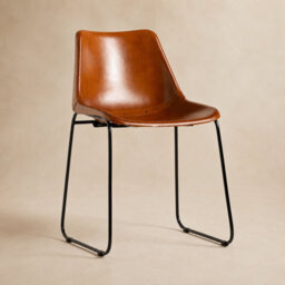 Where Saints Go Ltd Deluxe Rh Dining Chair, Tan Plain Goat Leather, Black Metal Base By Where Saints Go - thumbnail 4