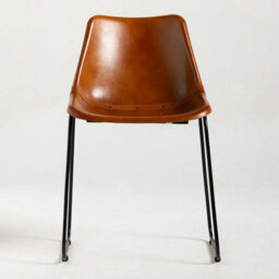 Where Saints Go Ltd Deluxe Rh Dining Chair, Tan Plain Goat Leather, Black Metal Base By Where Saints Go - thumbnail 7