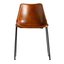 Where Saints Go Ltd Deluxe Rh Dining Chair, Tan Plain Goat Leather, Black Metal Base By Where Saints Go - thumbnail 5