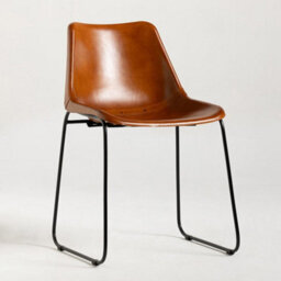 Where Saints Go Ltd Deluxe Rh Dining Chair, Tan Plain Goat Leather, Black Metal Base By Where Saints Go - thumbnail 6
