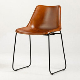 Where Saints Go Ltd Deluxe Rh Dining Chair, Tan Plain Goat Leather, Black Metal Base By Where Saints Go - thumbnail 8
