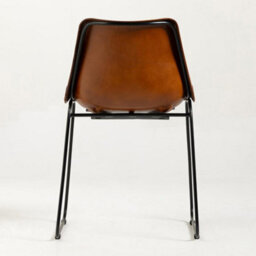 Where Saints Go Ltd Deluxe Rh Dining Chair, Tan Plain Goat Leather, Black Metal Base By Where Saints Go - thumbnail 9