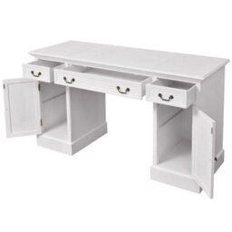 Berkfield Elegant Double Pedestal Desk White 140X48X80 Cm - thumbnail 4