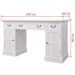 Berkfield Elegant Double Pedestal Desk White 140X48X80 Cm - thumbnail 6