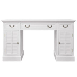Berkfield Elegant Double Pedestal Desk White 140X48X80 Cm - thumbnail 3