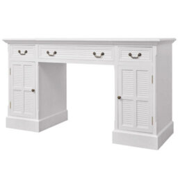Berkfield Elegant Double Pedestal Desk White 140X48X80 Cm - thumbnail 1