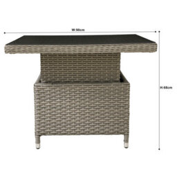 Dellonda Chester Rattan Height Adjustable Garden Dining Table, 90X90Cm, Brown - thumbnail 7