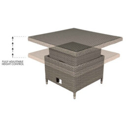 Dellonda Chester Rattan Height Adjustable Garden Dining Table, 90X90Cm, Brown - thumbnail 3