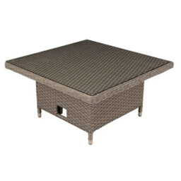 Dellonda Chester Rattan Height Adjustable Garden Dining Table, 90X90Cm, Brown