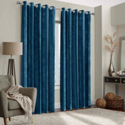 Ameha Navy Velvet Curtains Eyelet Blackout Thick Thermal Insulated Ready Made Ring Top Curtain Pair 66''x72'' For Living Room - thumbnail 5