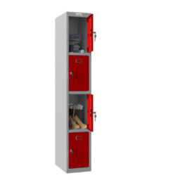 Phoenix Safe Company Phoenix Pl Series Pl1430Grk 1 Column 4 Door Personal Locker Grey Body/red Doors With Key Locks - thumbnail 2